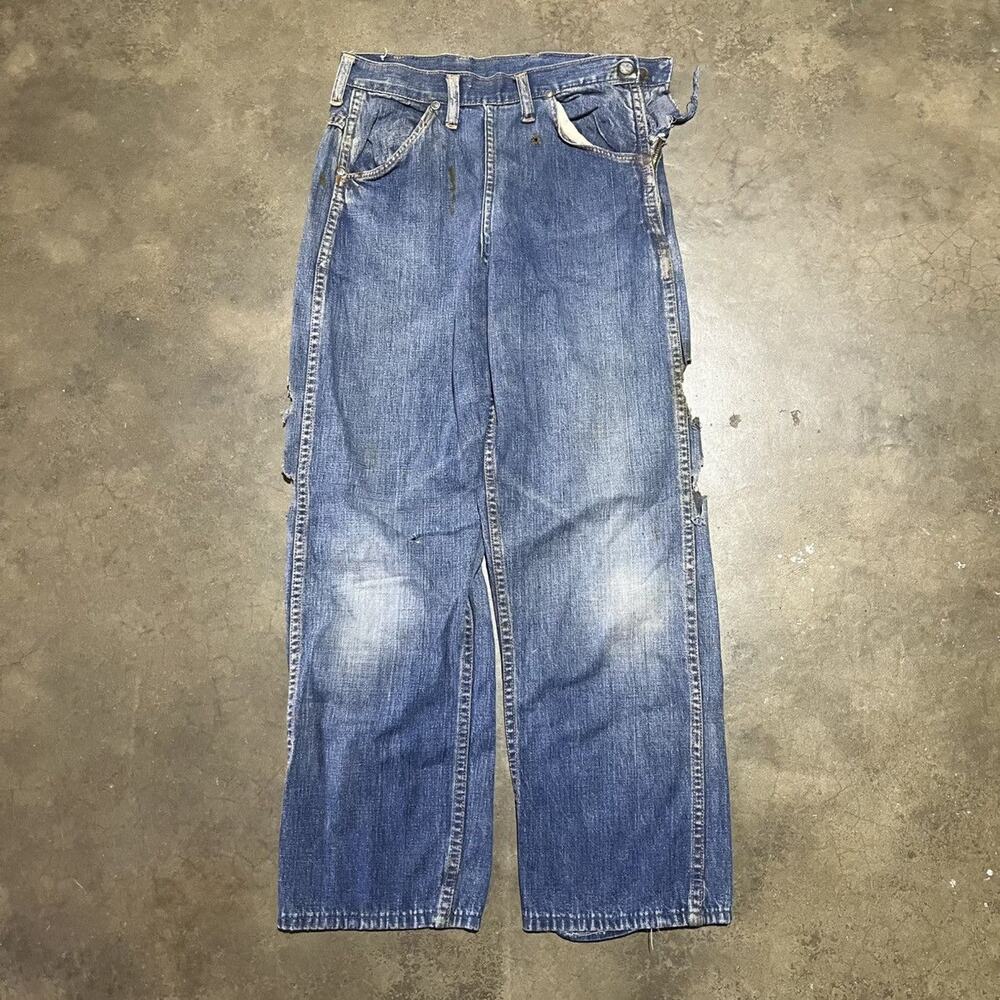 Vintage 50s Sanforized Denim Side Zip Jeans 24x25